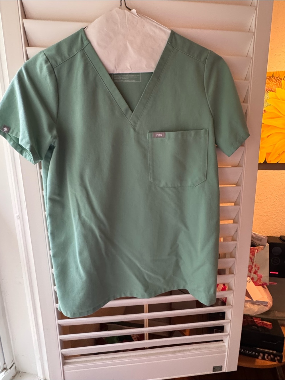 Figs V-Neck Scrub Top in Sage Green